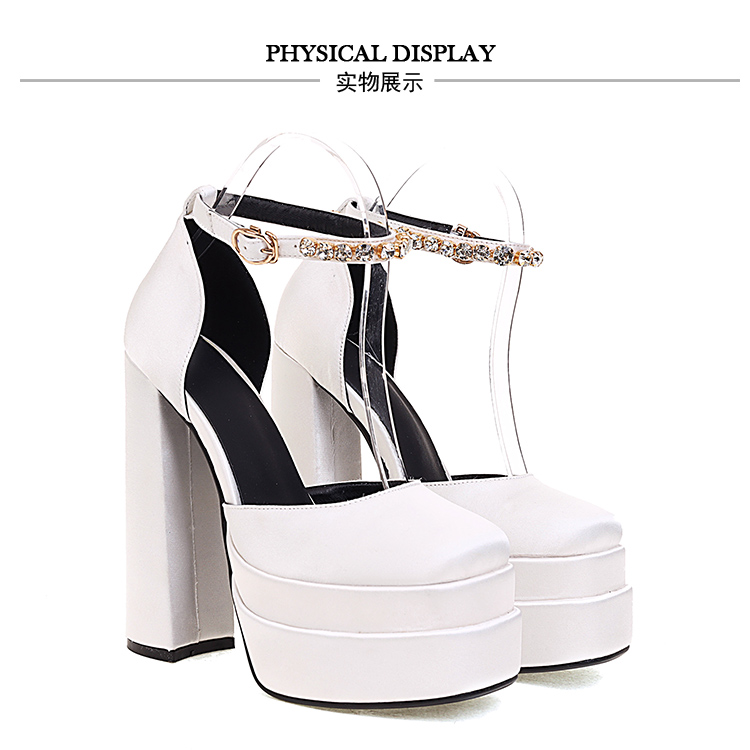 Women's Closed Toe Block Heel Sandals with Rhinestones - Image 3