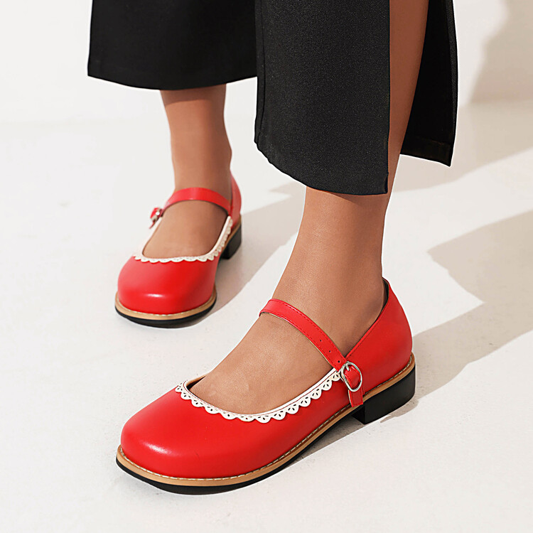 Women's Korean Style Mary Jane Flats with Tassel and Low Chunky Heel - Image 4