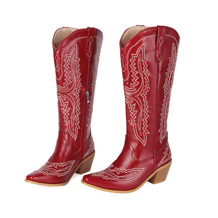 Women's High Heel High Shaft Fashion Boots - Pointed Toe Side Zip