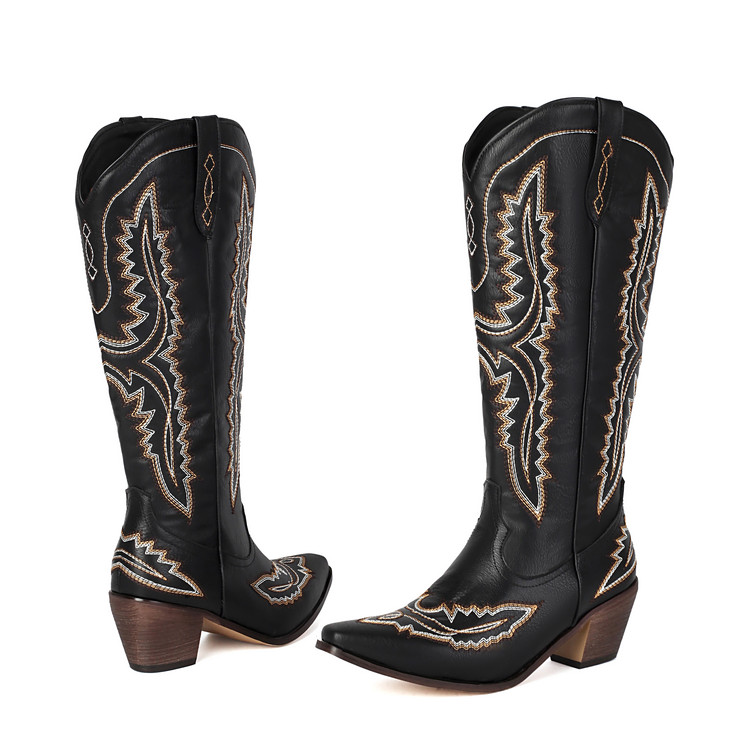 Women's High Heel High Shaft Fashion Boots - Pointed Toe Side Zip - Image 3